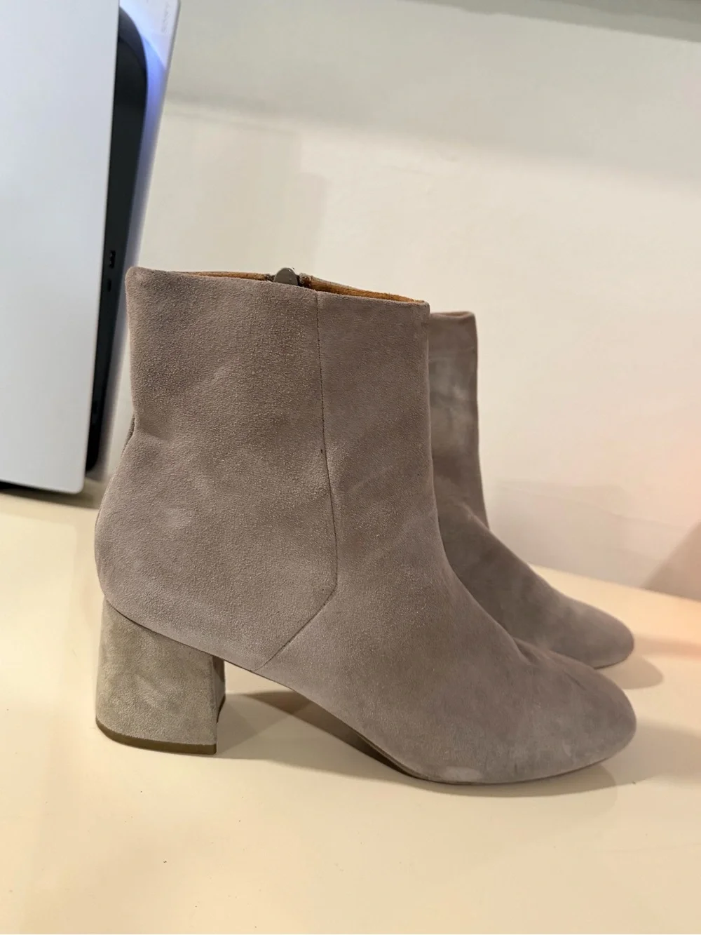 Blondo Taupe Suede Ankle Booties